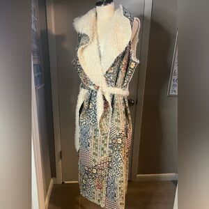 Boho suede patchwork reversible coat vest duster by Paparazzi Biz Sherpa lining